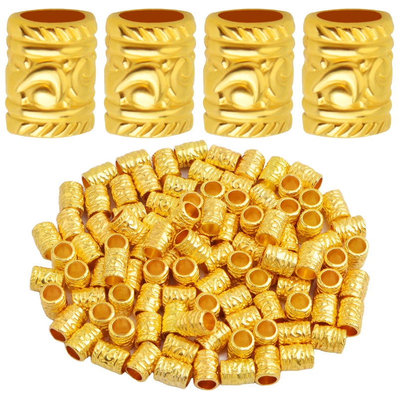 BronaGrand 100pcs Antique Silver Spacer Beads Large Hole Beads Charms Hollow Tube Bead for DIY Necklace Bracelets - Image 1